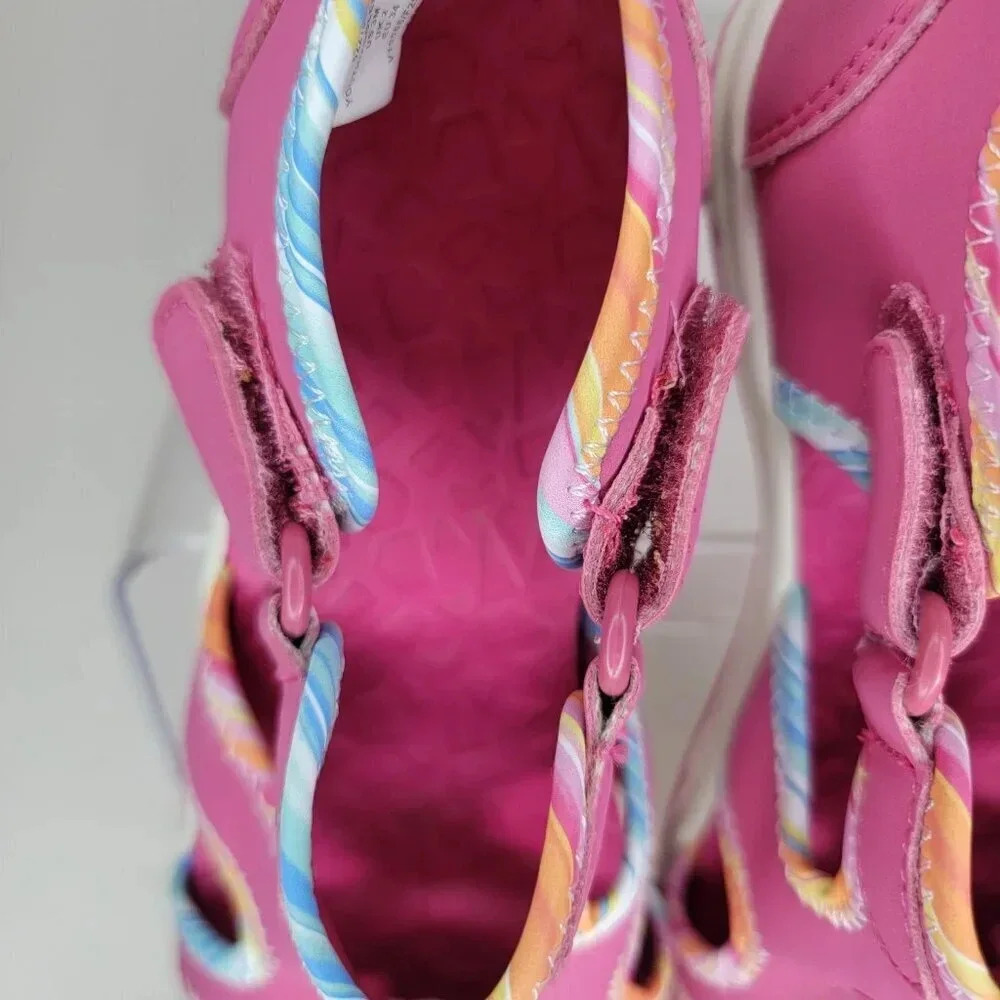Lands End Girls 3 Closed Toe Water Shoes Summer Sandal Beach Vibrant Pink Youth - Picture 5 of 10